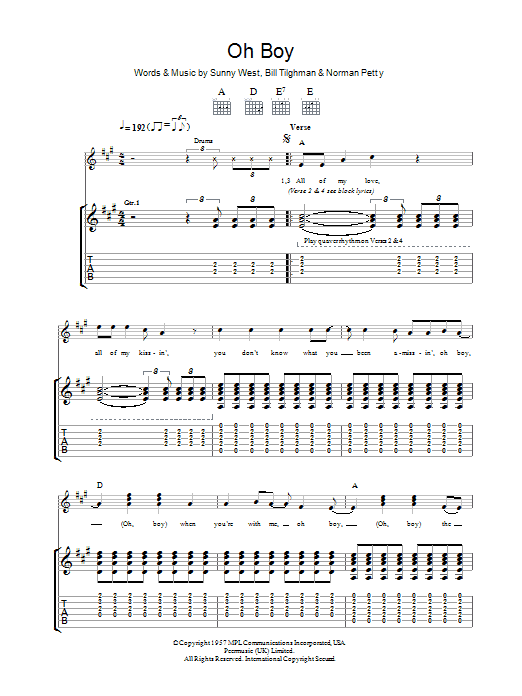 Learn to play Buddy Holly Oh Boy sheet music for Guitar Tab in minutes. Buddy Holly Oh Boy sheet music preview music notes and score for Guitar Tab including 6 page(s)