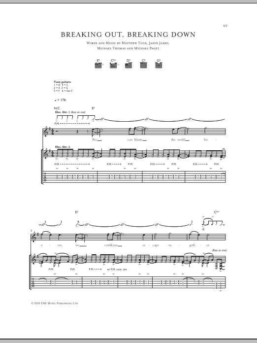 Bullet For My Valentine Breaking Out, Breaking Down sheet music, chords, lyrics - Printable PDF for Guitar Tab