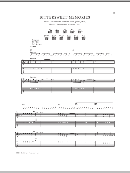 Learn to play Bullet For My Valentine Bittersweet Memories sheet music for Guitar Tab in minutes. Bullet For My Valentine Bittersweet Memories sheet music preview music notes and score for Guitar Tab including 10 page(s)