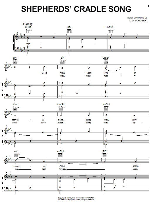 Learn to play C.D. Schubert Shepherd's Cradle Song sheet music for Piano, Vocal & Guitar (Right-Hand Melody) in minutes. C.D. Schubert Shepherd's Cradle Song sheet music notes and chords