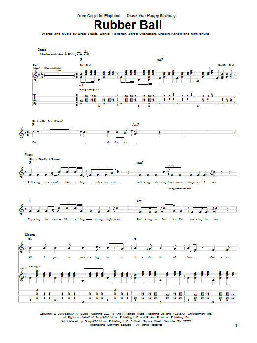 Learn to play Cage The Elephant Rubber Ball sheet music for Guitar Tab in minutes. Cage The Elephant Rubber Ball sheet music preview music notes and score for Guitar Tab including 2 page(s)