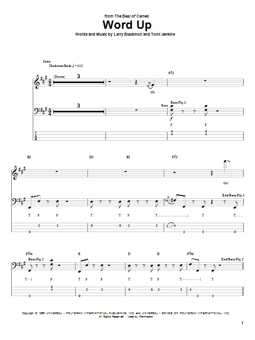 Learn to play Cameo Word Up sheet music for Bass Guitar Tab in minutes. Cameo Word Up sheet music preview music notes and score for Bass Guitar Tab including 7 page(s)