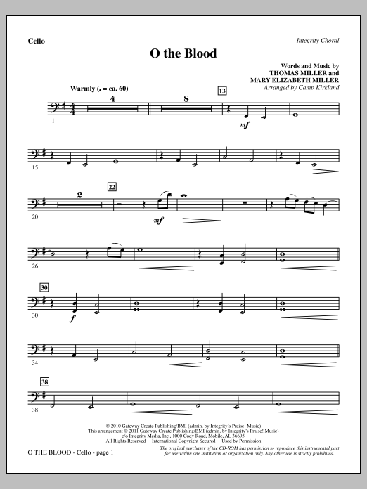 Learn to play Camp Kirkland O The Blood - Cello sheet music for Choir Instrumental Pak in minutes. Camp Kirkland O The Blood - Cello sheet music preview music notes and score for Choir Instrumental Pak including 2 page(s)