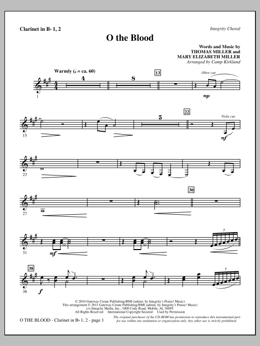 Learn to play Camp Kirkland O The Blood - Clarinet 1 & 2 sheet music for Choir Instrumental Pak in minutes. Camp Kirkland O The Blood - Clarinet 1 & 2 sheet music preview music notes and score for Choir Instrumental Pak including 2 page(s)