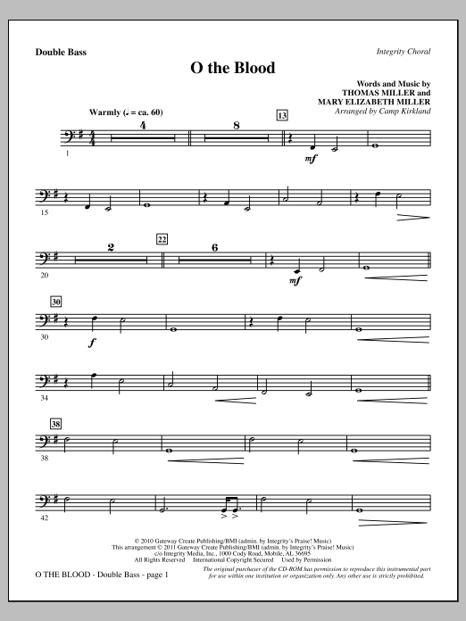 Learn to play Camp Kirkland O The Blood - Double Bass sheet music for Choir Instrumental Pak in minutes. Camp Kirkland O The Blood - Double Bass sheet music preview music notes and score for Choir Instrumental Pak including 2 page(s)