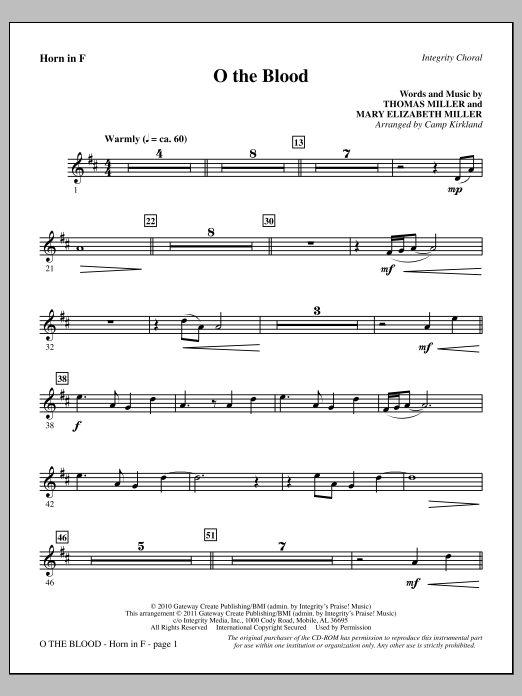 Learn to play Camp Kirkland O The Blood - F Horn sheet music for Choir Instrumental Pak in minutes. Camp Kirkland O The Blood - F Horn sheet music preview music notes and score for Choir Instrumental Pak including 2 page(s)