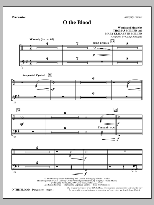 Learn to play Camp Kirkland O The Blood - Percussion sheet music for Choir Instrumental Pak in minutes. Camp Kirkland O The Blood - Percussion sheet music preview music notes and score for Choir Instrumental Pak including 2 page(s)