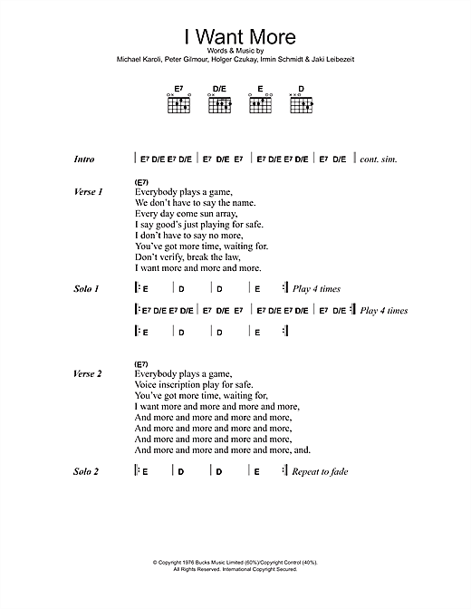 Can I Want More sheet music, chords, lyrics - Printable PDF for Lyrics & Chords
