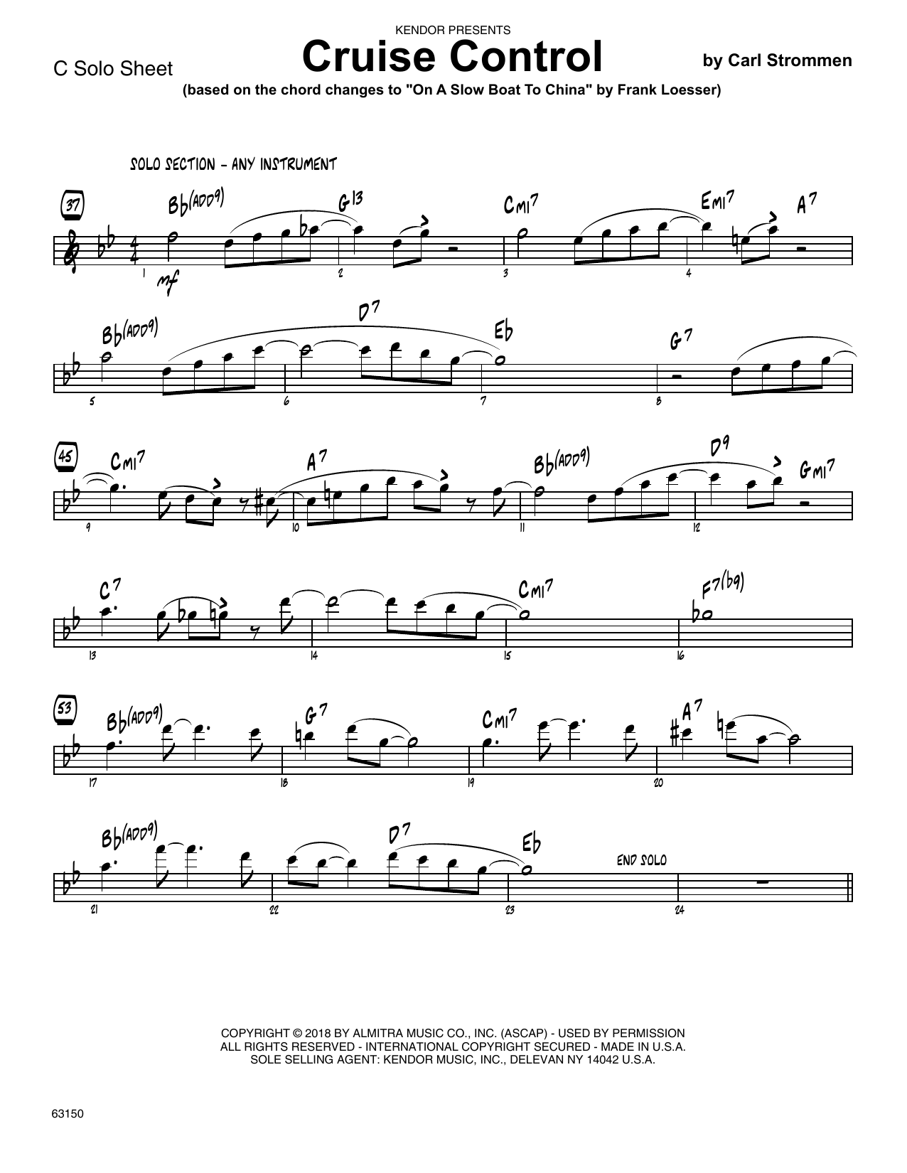 Learn to play Carl Strommen Cruise Control - C Solo Sheet sheet music for Jazz Ensemble in minutes. Carl Strommen Cruise Control - C Solo Sheet sheet music preview music notes and score for Jazz Ensemble including 2 page(s)