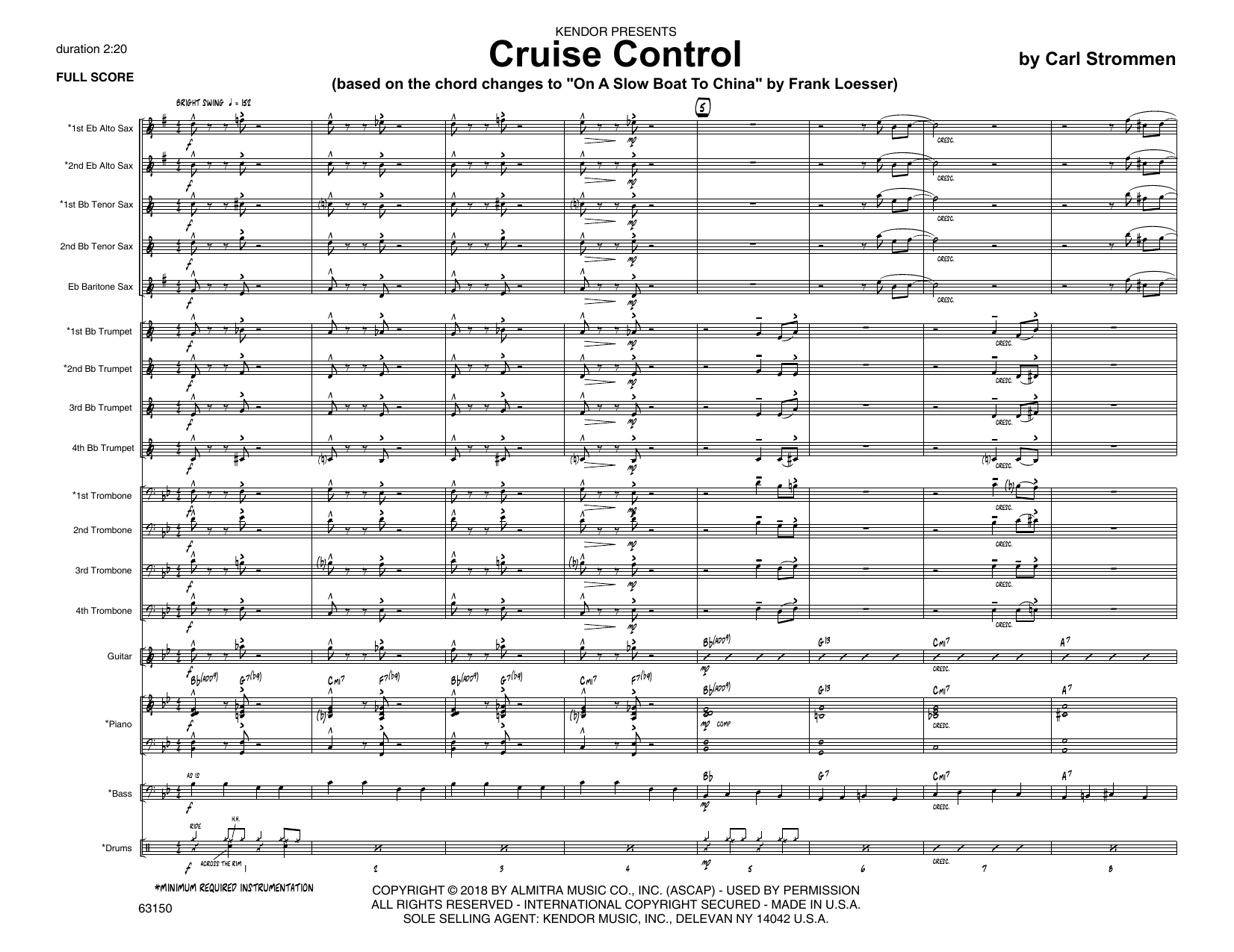 Learn to play Carl Strommen Cruise Control - Full Score sheet music for Jazz Ensemble in minutes. Carl Strommen Cruise Control - Full Score sheet music preview music notes and score for Jazz Ensemble including 12 page(s)