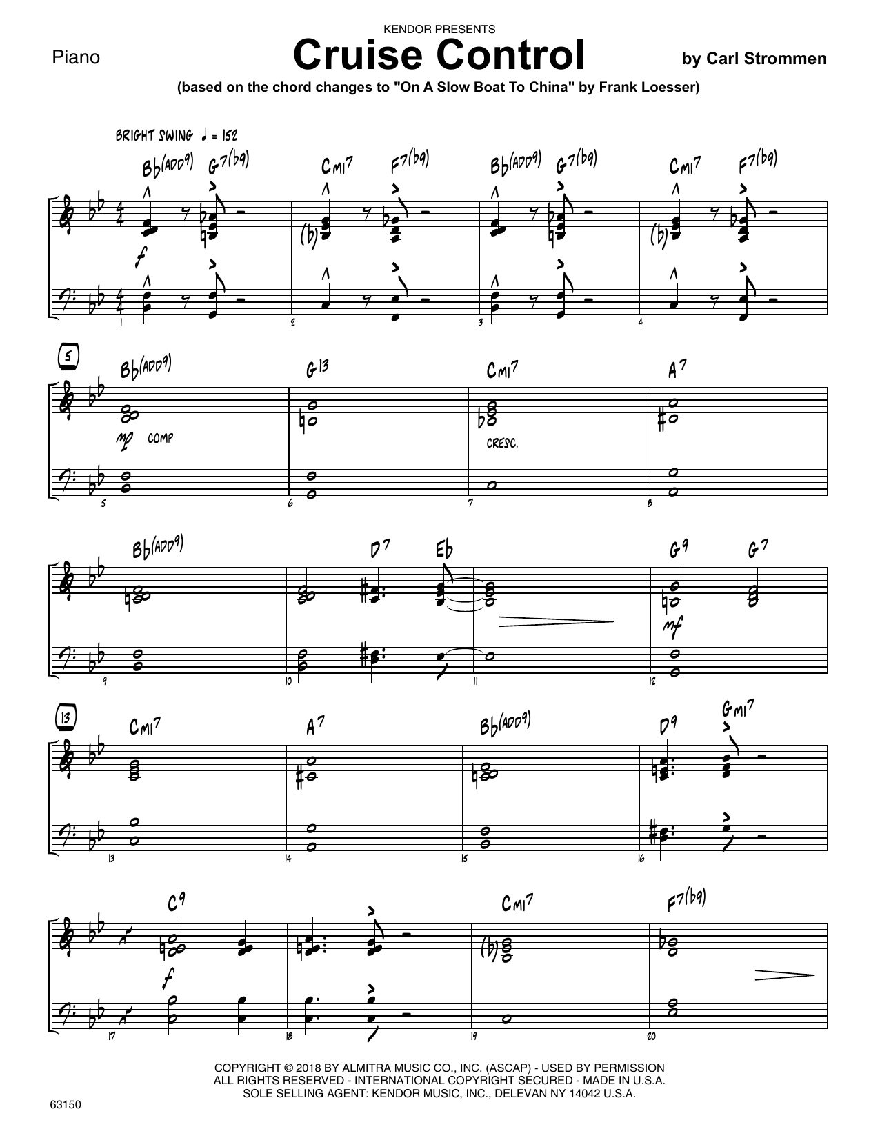 Learn to play Carl Strommen Cruise Control - Piano sheet music for Jazz Ensemble in minutes. Carl Strommen Cruise Control - Piano sheet music preview music notes and score for Jazz Ensemble including 4 page(s)