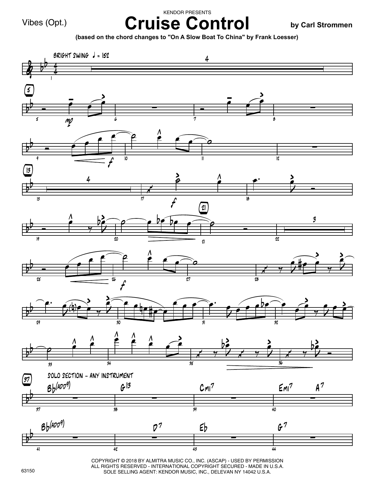 Learn to play Carl Strommen Cruise Control - Vibes sheet music for Jazz Ensemble in minutes. Carl Strommen Cruise Control - Vibes sheet music preview music notes and score for Jazz Ensemble including 2 page(s)