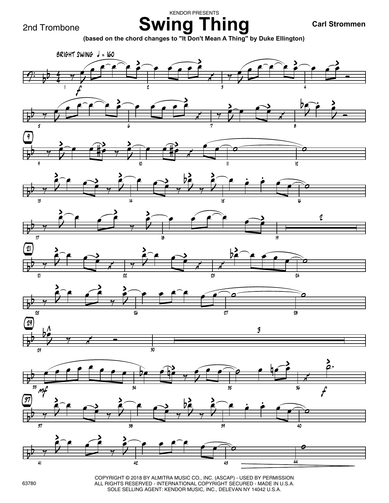 Learn to play Carl Strommen Swing Thing - 2nd Trombone sheet music for Jazz Ensemble in minutes. Carl Strommen Swing Thing - 2nd Trombone sheet music preview music notes and score for Jazz Ensemble including 2 page(s)