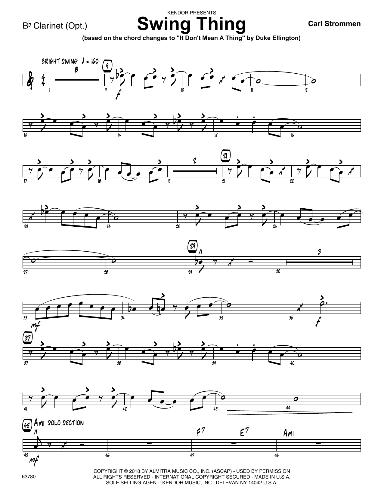 Learn to play Carl Strommen Swing Thing - Bb Clarinet sheet music for Jazz Ensemble in minutes. Carl Strommen Swing Thing - Bb Clarinet sheet music preview music notes and score for Jazz Ensemble including 2 page(s)