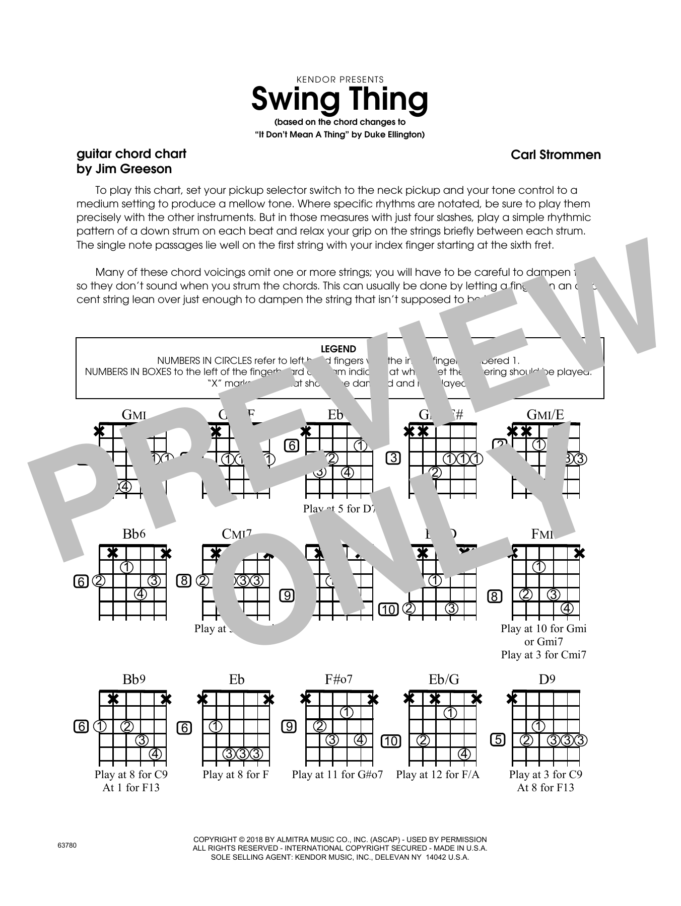 Learn to play Carl Strommen Swing Thing - Guitar Chord Chart sheet music for Jazz Ensemble in minutes. Carl Strommen Swing Thing - Guitar Chord Chart sheet music preview music notes and score for Jazz Ensemble including 1 page(s)