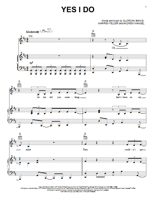 Learn to play Carmen Ejogo Yes I Do sheet music for Piano, Vocal & Guitar (Right-Hand Melody) in minutes. Carmen Ejogo Yes I Do sheet music preview music notes and score for Piano, Vocal & Guitar (Right-Hand Melody) including 6 page(s)