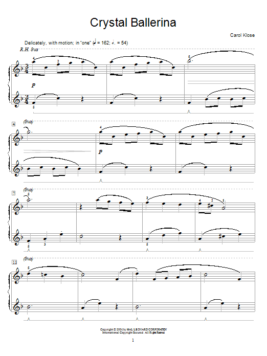 Learn to play Carol Klose Crystal Ballerina sheet music for Easy Piano in minutes. Carol Klose Crystal Ballerina sheet music preview music notes and score for Easy Piano including 3 page(s)