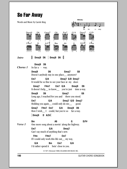 Learn to play Carole King So Far Away sheet music for Piano in minutes. Carole King So Far Away sheet music notes and chords