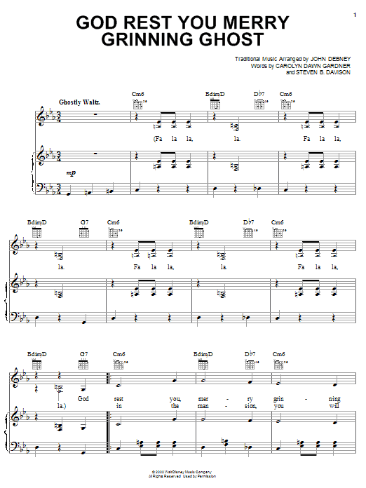 Learn to play Carolyn Dawn Gardner God Rest You Merry Grinning Ghost sheet music for Piano, Vocal & Guitar (Right-Hand Melody) in minutes. Carolyn Dawn Gardner God Rest You Merry Grinning Ghost sheet music notes and chords