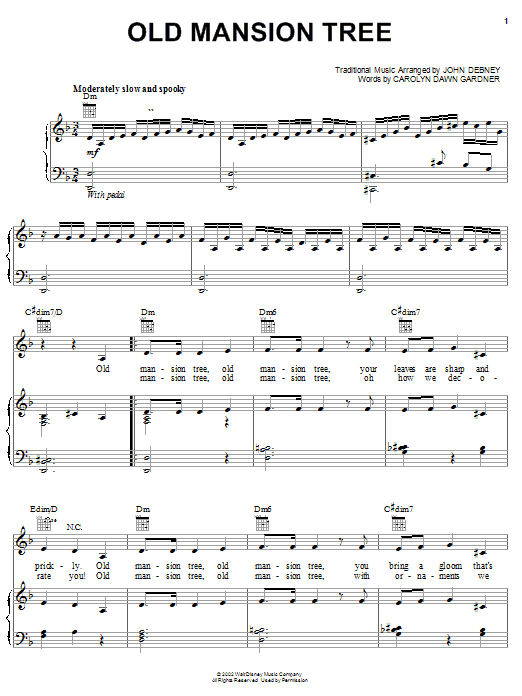 Learn to play Carolyn Dawn Gardner Old Mansion Tree sheet music for Piano, Vocal & Guitar (Right-Hand Melody) in minutes. Carolyn Dawn Gardner Old Mansion Tree sheet music notes and chords