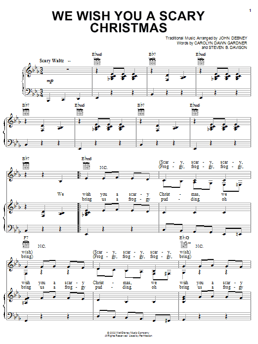 Learn to play Carolyn Dawn Gardner We Wish You A Scary Christmas sheet music for Piano, Vocal & Guitar (Right-Hand Melody) in minutes. Carolyn Dawn Gardner We Wish You A Scary Christmas sheet music notes and chords