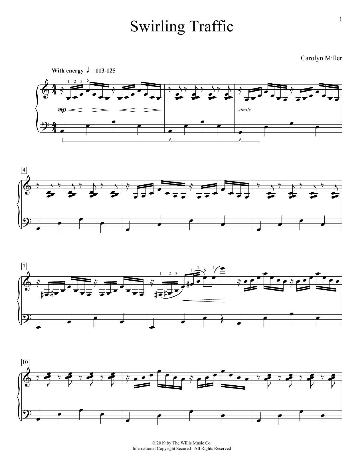 Learn to play Carolyn Miller Swirling Traffic sheet music for Educational Piano in minutes. Carolyn Miller Swirling Traffic sheet music preview music notes and score for Educational Piano including 3 page(s)