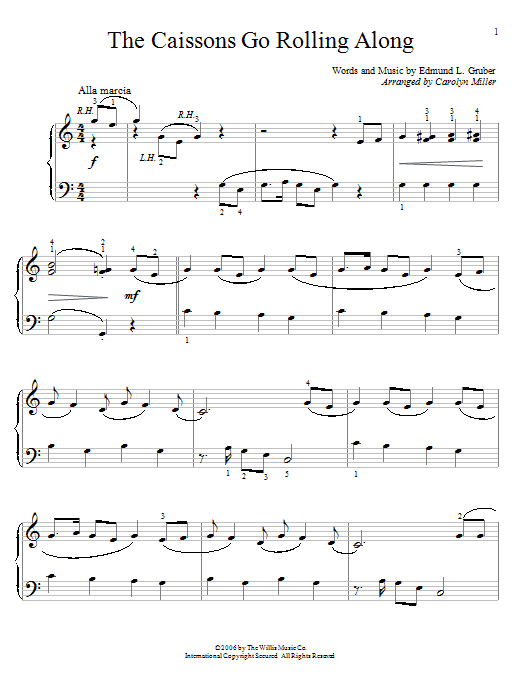 Learn to play Edmund L. Gruber The Caissons Go Rolling Along sheet music for Easy Piano in minutes. Edmund L. Gruber The Caissons Go Rolling Along sheet music preview music notes and score for Easy Piano including 2 page(s)