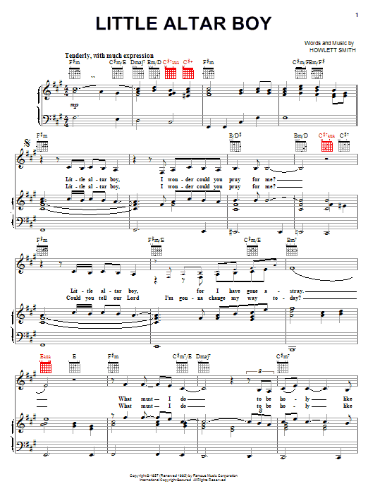 Learn to play Carpenters Little Altar Boy sheet music for Piano, Vocal & Guitar (Right-Hand Melody) in minutes. Carpenters Little Altar Boy sheet music notes and chords