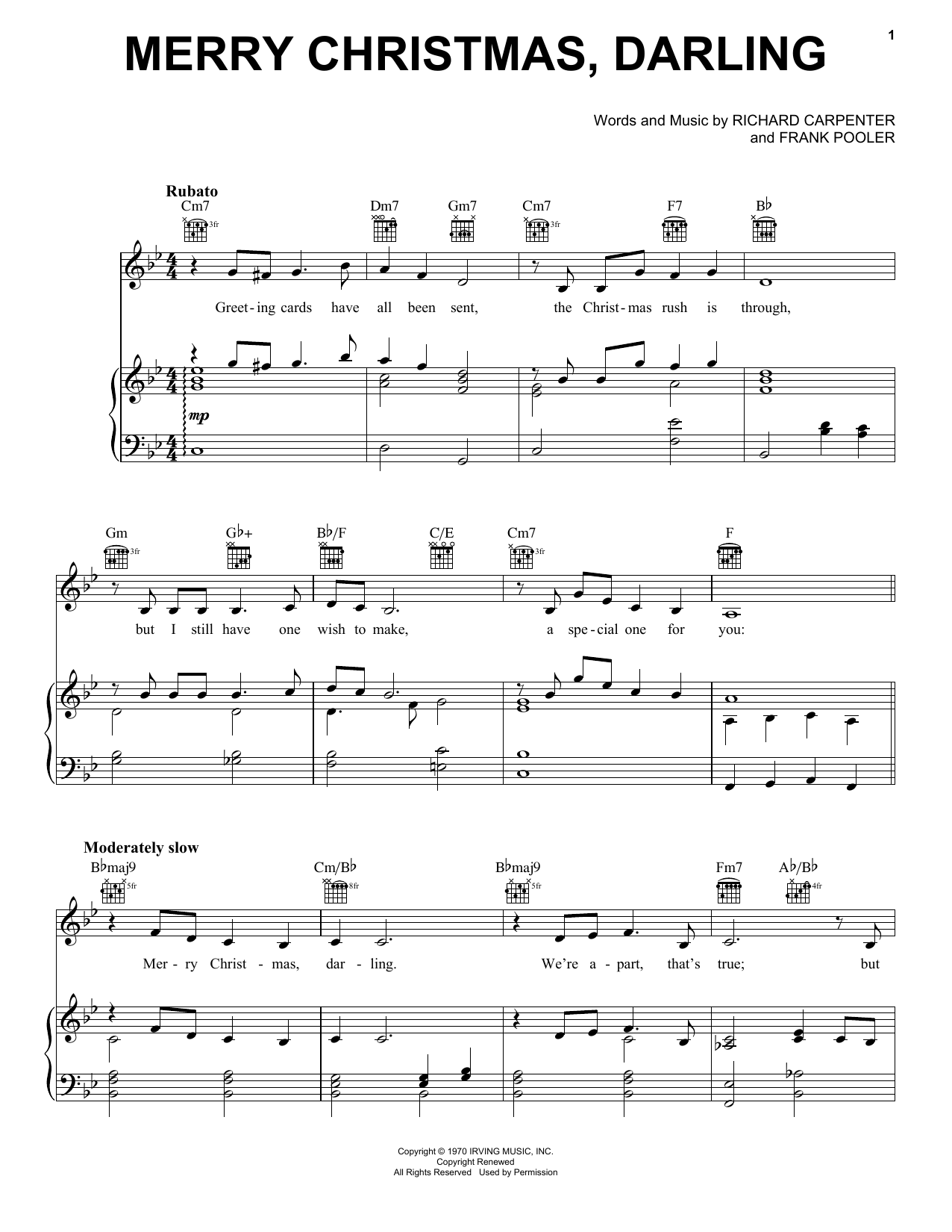 Learn to play Carpenters Merry Christmas, Darling sheet music for Piano (Big Notes) in minutes. Carpenters Merry Christmas, Darling sheet music preview music notes and score for Piano (Big Notes) including 4 page(s)