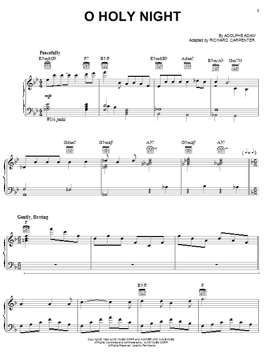 Learn to play Carpenters O Holy Night sheet music for Piano, Vocal & Guitar (Right-Hand Melody) in minutes. Carpenters O Holy Night sheet music notes and chords