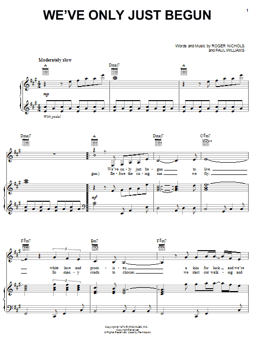 Learn to play Carpenters We've Only Just Begun sheet music for Easy Guitar in minutes. Carpenters We've Only Just Begun sheet music notes and chords