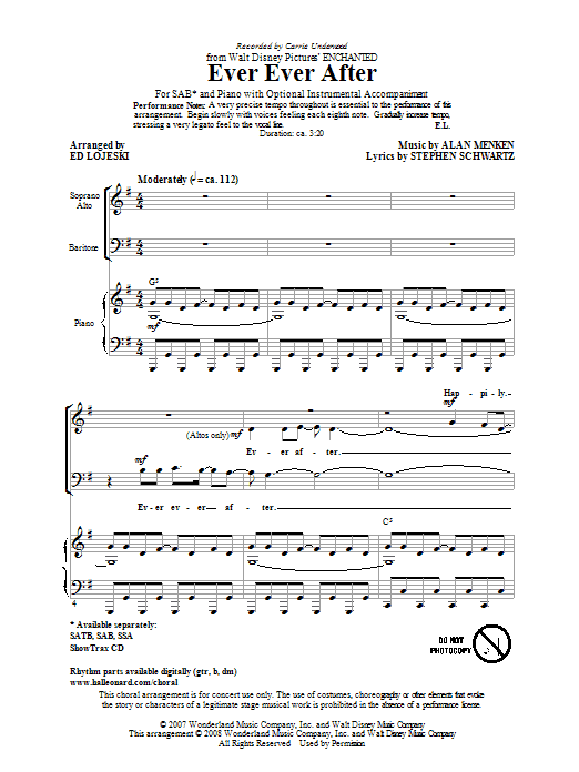 Learn to play Carrie Underwood Ever Ever After (arr. Ed Lojeski) sheet music for SAB in minutes. Carrie Underwood Ever Ever After (arr. Ed Lojeski) sheet music preview music notes and score for SAB including 11 page(s)