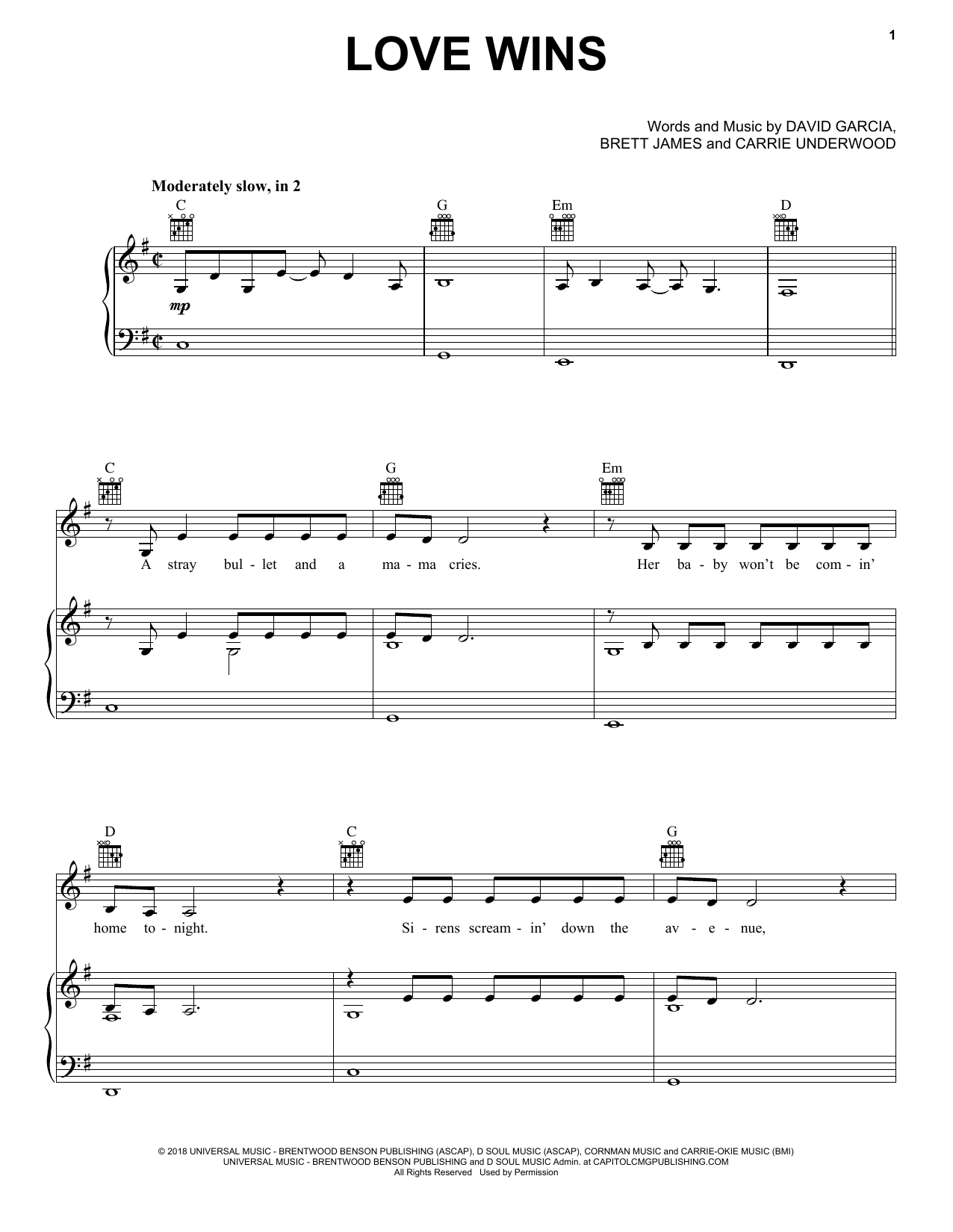 Carrie Underwood Love Wins sheet music preview music notes and score for Ukulele including 5 page(s)