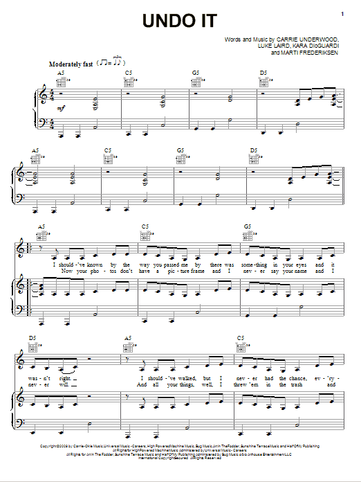 Learn to play Carrie Underwood Undo It sheet music for Easy Guitar Tab in minutes. Carrie Underwood Undo It sheet music preview music notes and score for Easy Guitar Tab including 4 page(s)