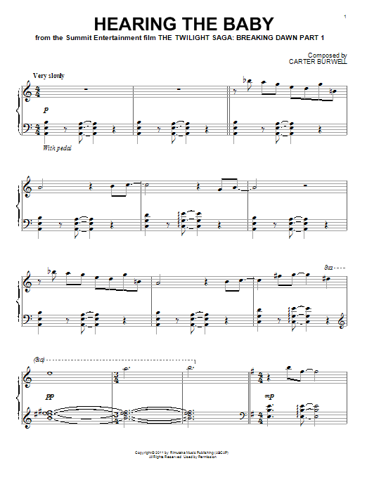 Learn to play Carter Burwell Hearing The Baby sheet music for Piano in minutes. Carter Burwell Hearing The Baby sheet music preview music notes and score for Piano including 2 page(s)