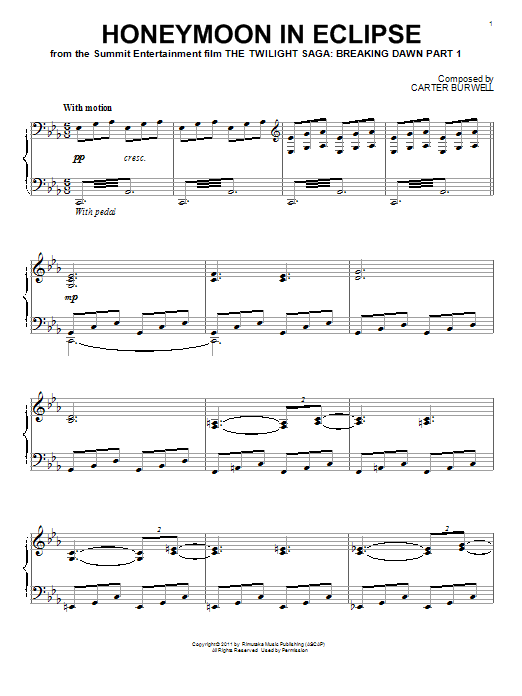 Learn to play Carter Burwell Honeymoon In Eclipse sheet music for Piano in minutes. Carter Burwell Honeymoon In Eclipse sheet music preview music notes and score for Piano including 5 page(s)