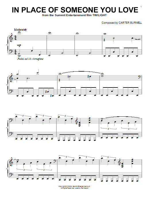 Learn to play Carter Burwell In Place Of Someone You Love sheet music for Piano in minutes. Carter Burwell In Place Of Someone You Love sheet music notes and chords