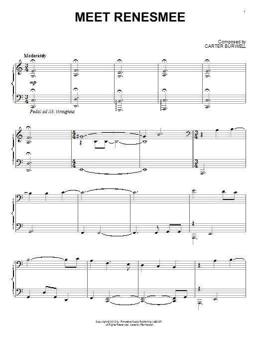 Learn to play Carter Burwell Meet Renesmee sheet music for Piano in minutes. Carter Burwell Meet Renesmee sheet music notes and chords