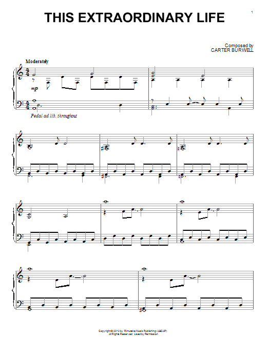 Learn to play Carter Burwell This Extraordinary Life sheet music for Piano in minutes. Carter Burwell This Extraordinary Life sheet music notes and chords