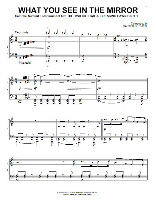 Learn to play Carter Burwell What You See In The Mirror sheet music for Piano in minutes. Carter Burwell What You See In The Mirror sheet music preview music notes and score for Piano including 3 page(s)