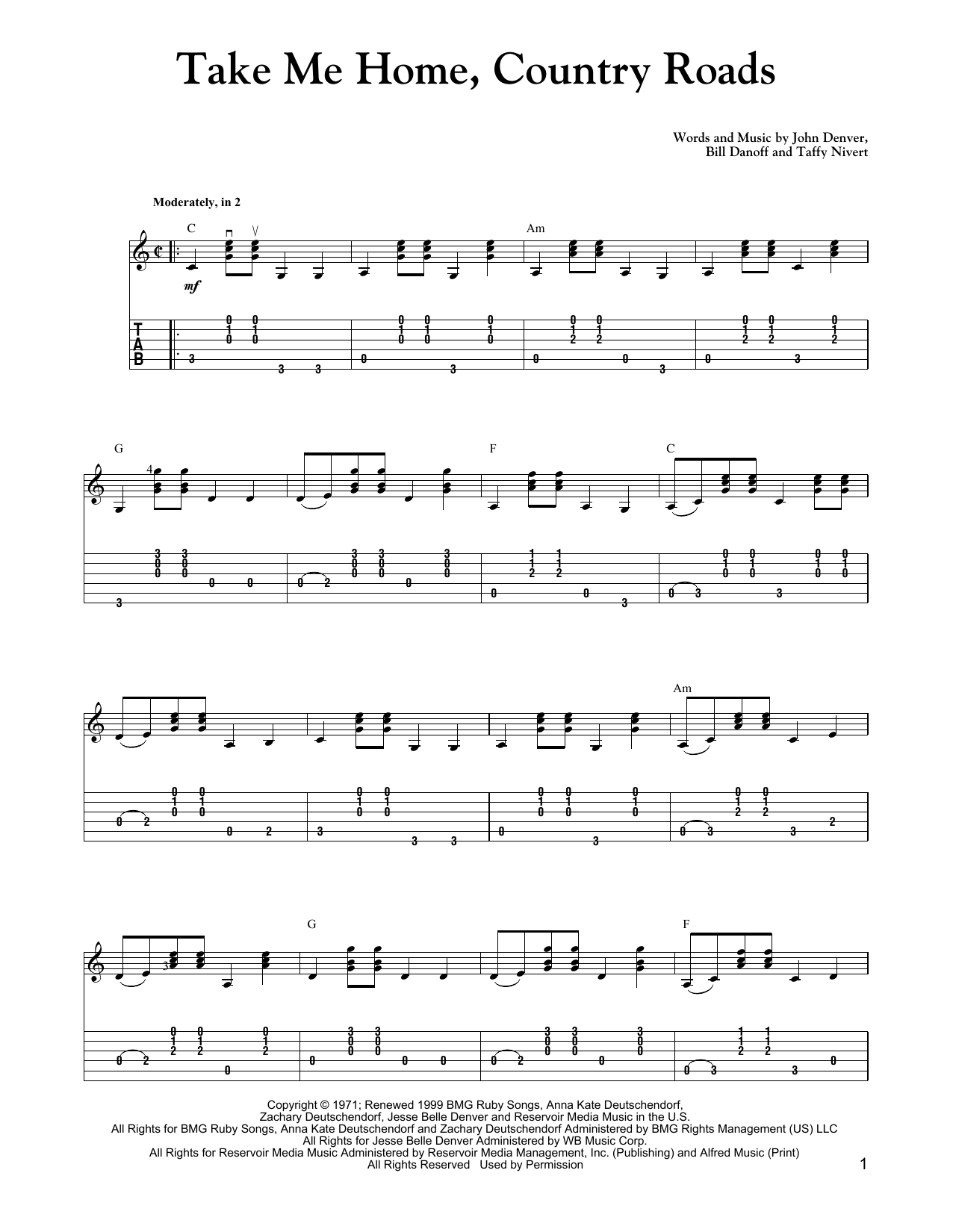 Carter Style Guitar Take Me Home Country Roads Sheet Music Download Printable Pdf Pop Music Score For Solo Guitar 157653