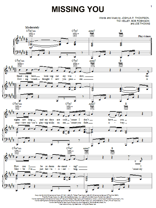 Learn to play Case Missing You sheet music for Piano, Vocal & Guitar (Right-Hand Melody) in minutes. Case Missing You sheet music preview music notes and score for Piano, Vocal & Guitar (Right-Hand Melody) including 3 page(s)