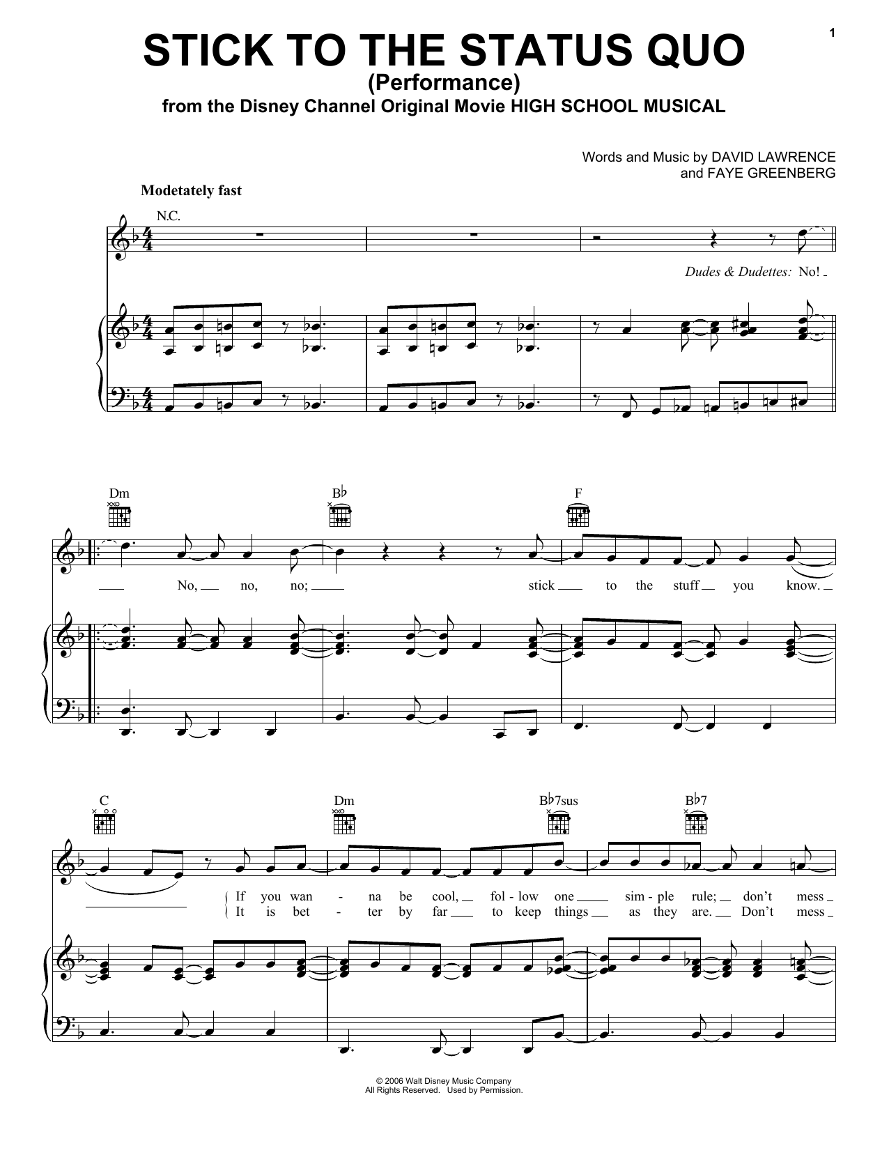 Cast of High School Musical: The Musical: The Series Stick To The Status Quo (from High School Musical: The Musical: The Series) sheet music, chords, lyrics - Printable PDF for Piano, Vocal & Guitar (Right-Hand Melody)