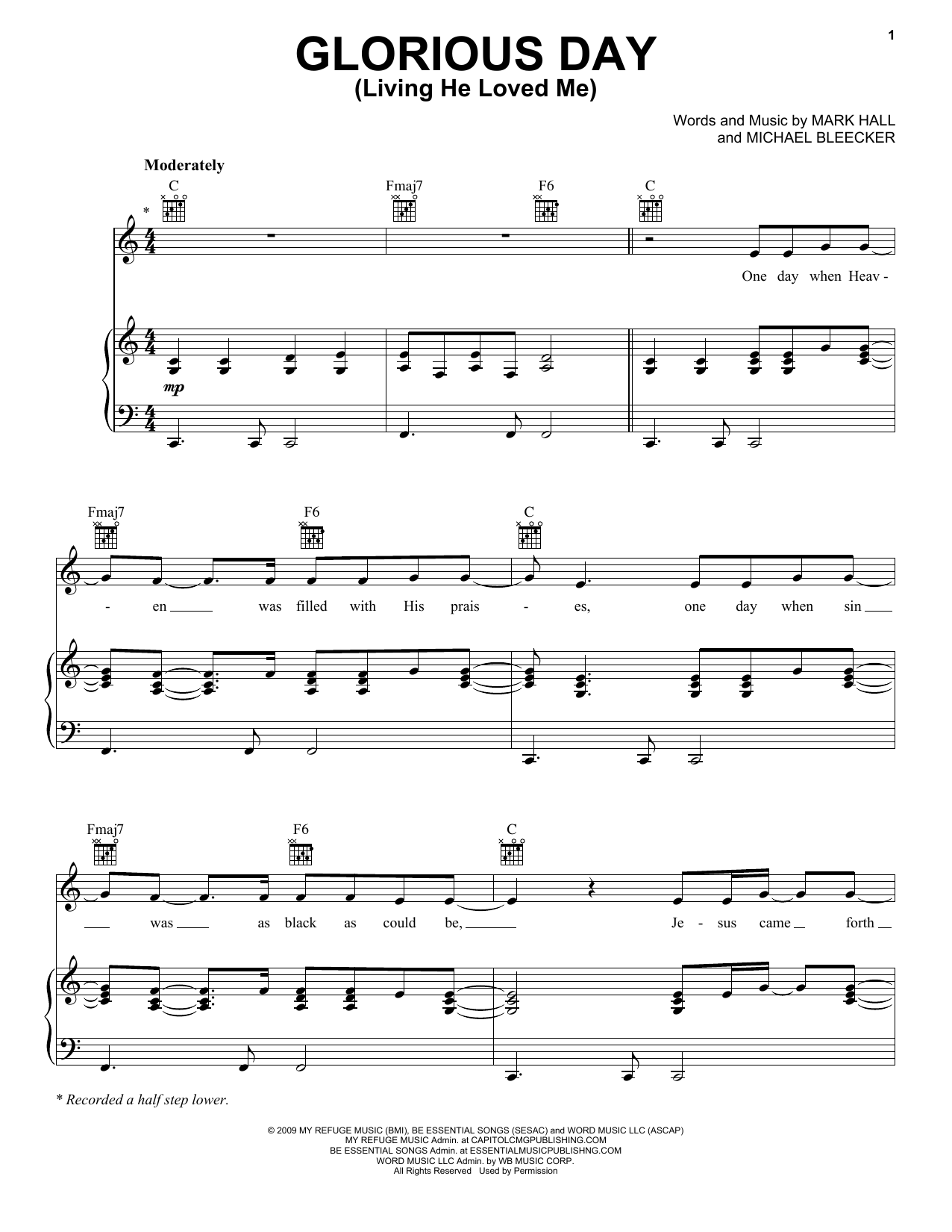 Learn to play Casting Crowns Glorious Day (Living He Loved Me) sheet music for Easy Piano in minutes. Casting Crowns Glorious Day (Living He Loved Me) sheet music preview music notes and score for Easy Piano including 4 page(s)
