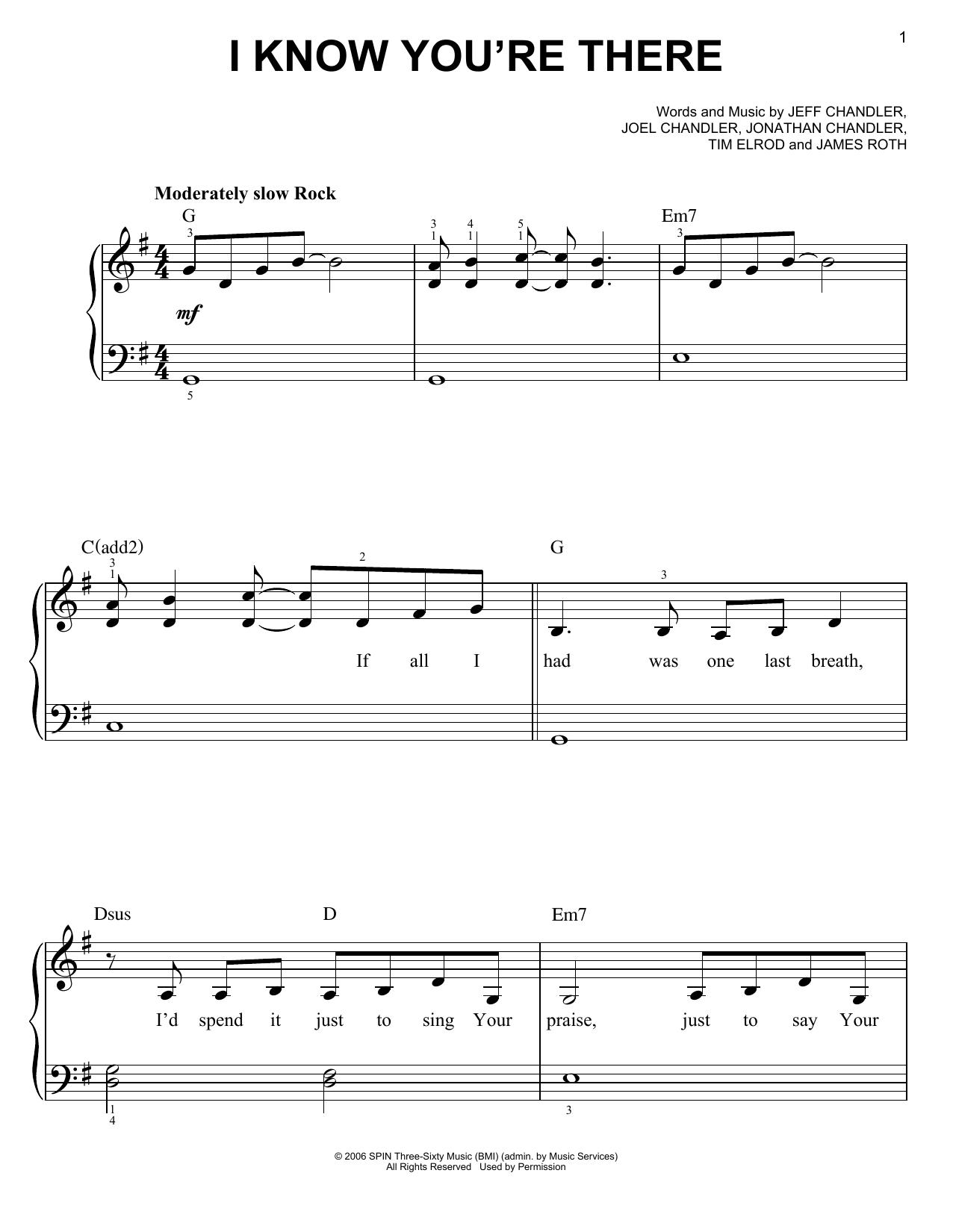 Casting Crowns I Know You're There sheet music preview music notes and score for Piano, Vocal & Guitar (Right-Hand Melody) including 7 page(s)