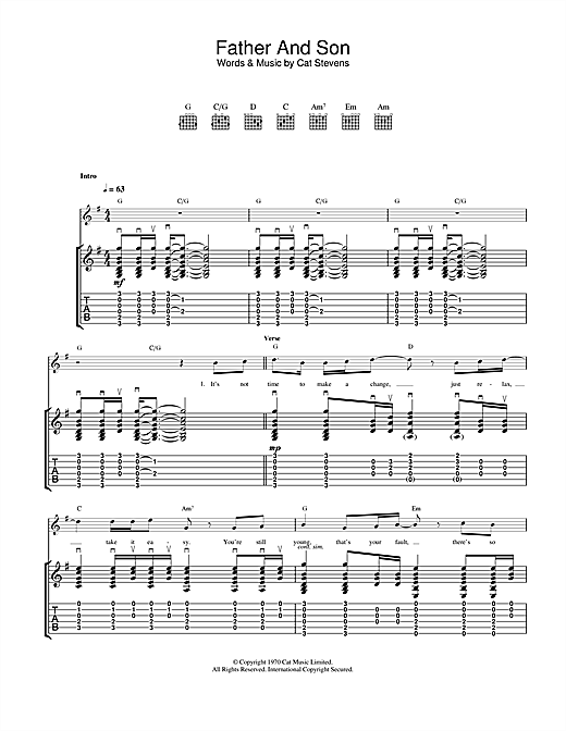 Learn to play Cat Stevens Father And Son sheet music for Guitar Tab in minutes. Cat Stevens Father And Son sheet music notes and chords