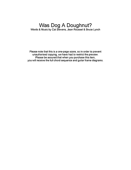 Cat Stevens Was Dog A Doughnut? sheet music, chords, lyrics - Printable PDF for Lyrics & Chords