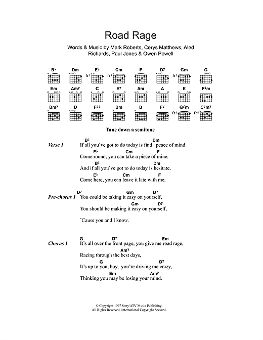 Learn to play Catatonia Road Rage sheet music for Saxophone in minutes. Catatonia Road Rage sheet music notes and chords