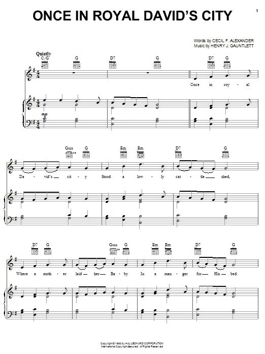 Learn to play Christmas Carol Once In Royal David's City sheet music for Easy Piano in minutes. Christmas Carol Once In Royal David's City sheet music preview music notes and score for Easy Piano including 2 page(s)