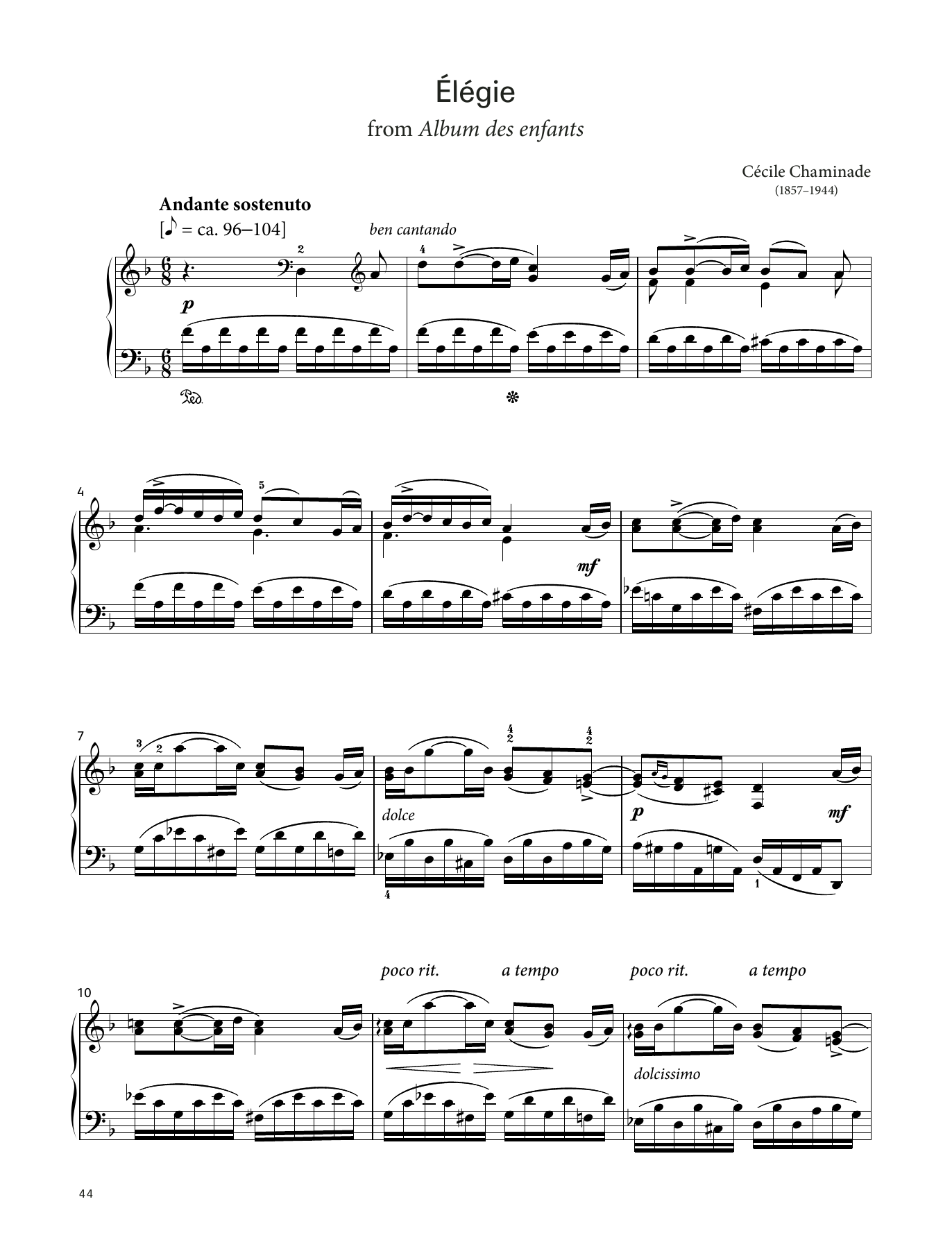 Cécile Chaminade Élégie, Op. 126 No. 7 (LCME Piano 2018 Grade 6 List B) sheet music, chords, lyrics - Printable PDF for Piano Solo